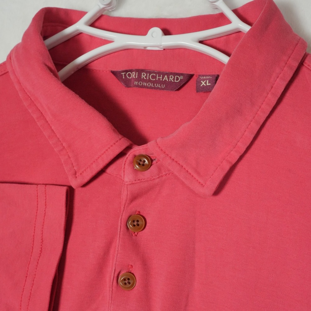 Tori Richard Polo Shirt Men's Extra Large Red Short‎ Sleeve Logo Casual Golf